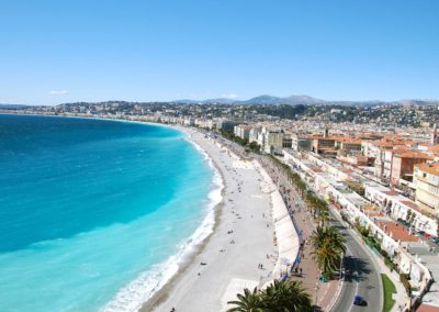 French Riviera Wine Tours - Aerial view from Nice's beach and Promenade des Anglais